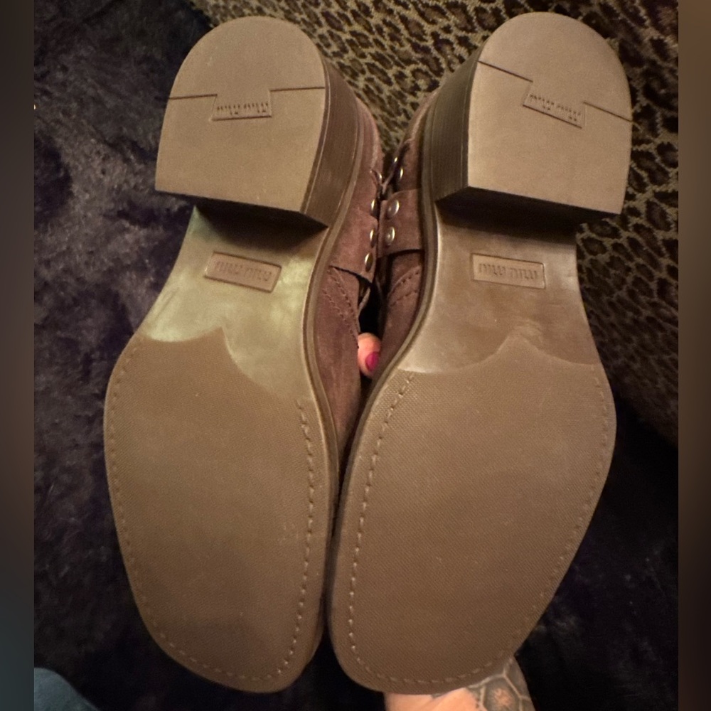Miu Miu Brown Suede Buckle Knee-High Boots - Picture 10 of 10